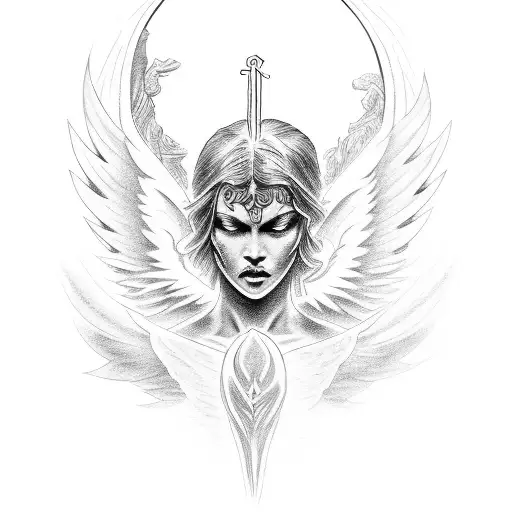 Angel smiting a demon tattoo design idea