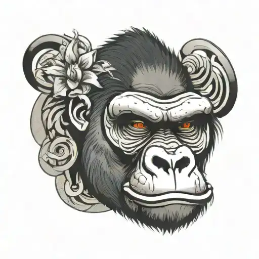gorilla's face morphing tattoo design idea