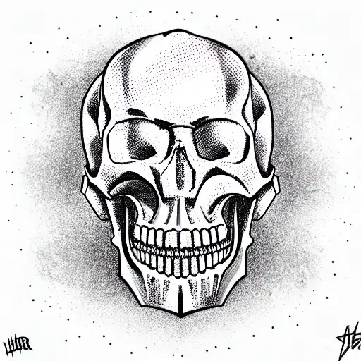 new school skull tattoo flash