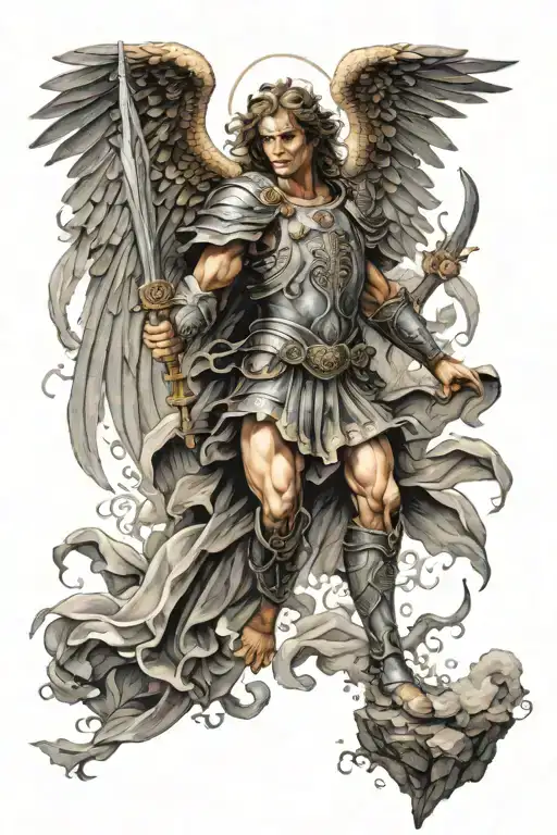 St. Michael defeating tattoo design idea
