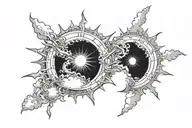 Sun shining trough clouds tattoo design idea