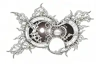 Sun shining trough clouds tattoo design idea