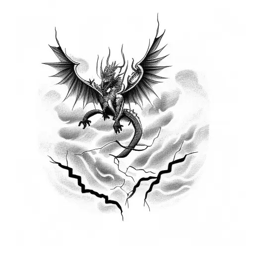 Lightning Bolts around a dragon tattoo design idea