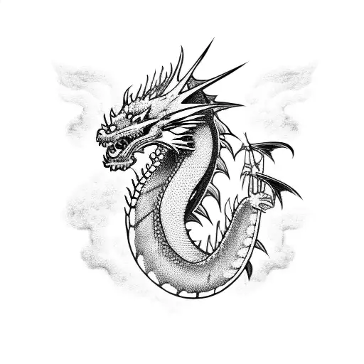 Dragon made of lightning tattoo design idea