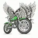 wheel with wings and race flag  tattoo design idea