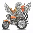 wheel with wings and race flag  tattoo design idea