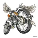 wheel with wings and race flag  tattoo design idea