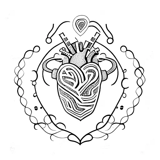 heart with tribal lines tattoo design idea