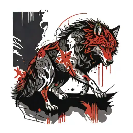 fenrir viking norse wolf tattoo design idea