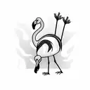 flamingo with two spears in the background  tattoo design idea