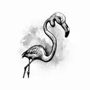 flamingo with two spears in the background  tattoo design idea