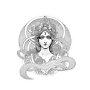 art nouveau goddess pomona tattoo design idea