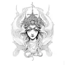 art nouveau goddess pomona tattoo design idea