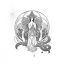 art nouveau goddess pomona tattoo design idea