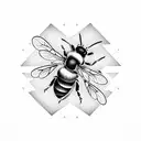 An intricate design of a hardworking bee surrounded by dollar signs tattoo design idea