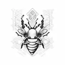 An intricate design of a hardworking bee surrounded by dollar signs tattoo design idea