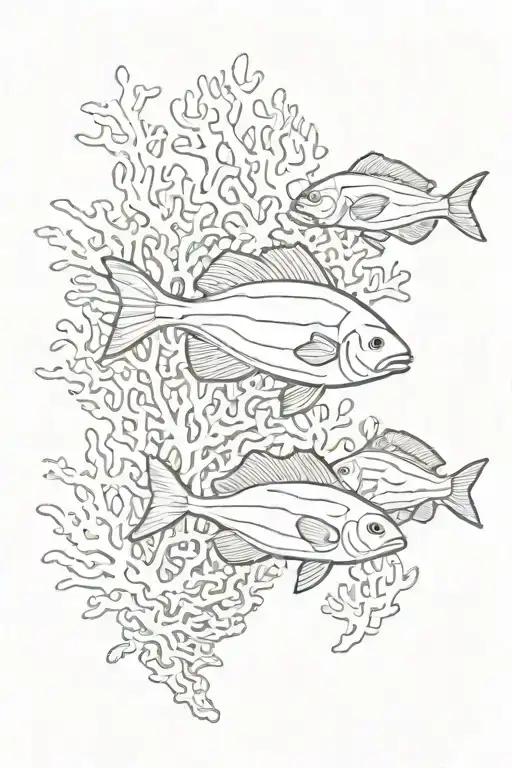 Coral Reef Ocean fish swimming tattoo design idea