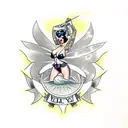 pinup with Venus fly traps tattoo design idea