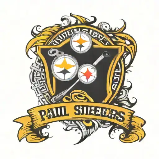 name Paul with Pittsburgh Steelers logo   tattoo design idea