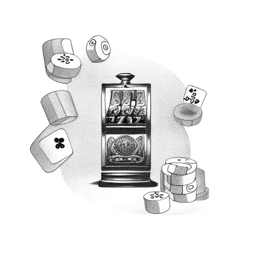 slot machine gambling money tattoo design idea
