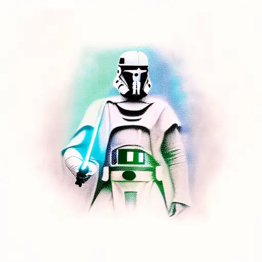 Jedi, man, warrior, light saber, hero, human tattoo design idea