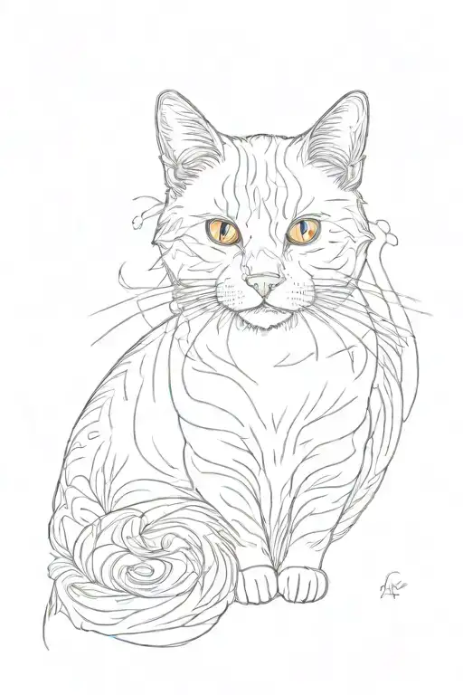 white orange cat tattoo design idea