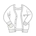 simple tattoo line drawing of a small fluffy cardigan sweater with its long sleeves wrapped around a small heart tattoo design idea