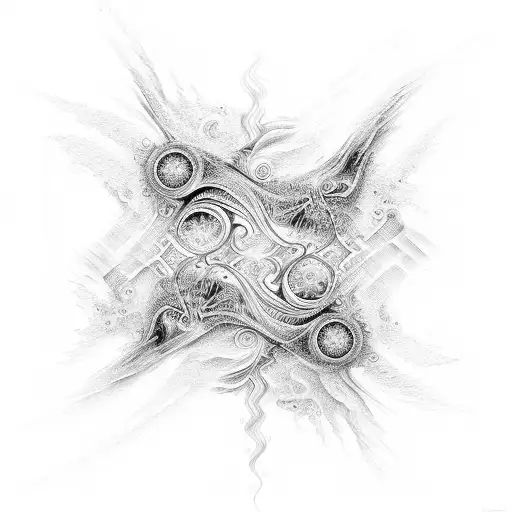 An intricate design of water waves forming the names Cameron and Dominic tattoo design idea