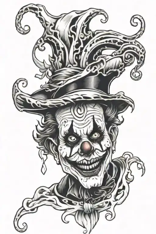 ghost, clown and zero tattoo design idea