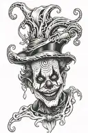 ghost, clown and zero tattoo design idea