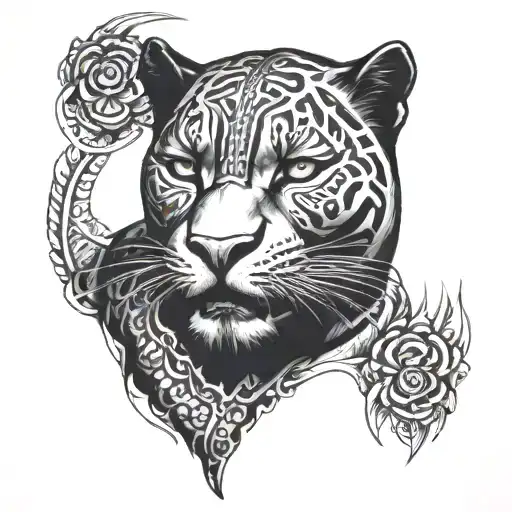 Black panther around tattoo design idea