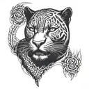 Black panther around tattoo design idea