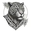 Black panther around tattoo design idea