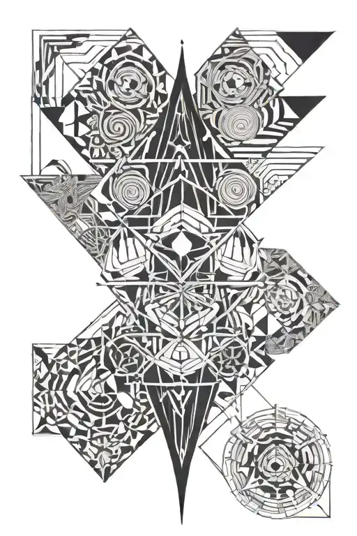 maorie and sacred geo patern tattoo design idea