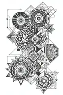 maorie and sacred geo patern tattoo design idea