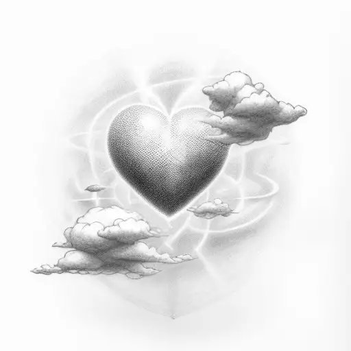Heart-weighted scale tipping, with radiant light breaking through a cloud above tattoo design idea