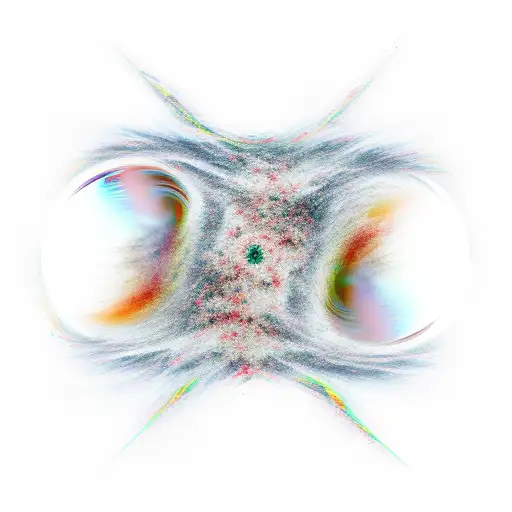 Fractured mirror reflecting a swirling, chaotic storm representing a turbulent mind tattoo design idea