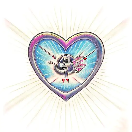 Heart-weighted scale tipping, with radiant light breaking through a cloud above tattoo design idea