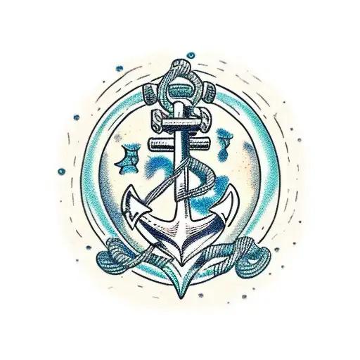 Old, sturdy anchor resting on the ocean floor tattoo design idea