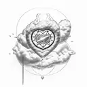 Heart-weighted scale tipping, with radiant light breaking through a cloud above tattoo design idea