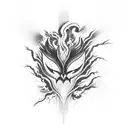 A thunderbolt surrounded by swirling flames tattoo design idea