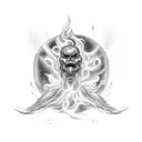 A thunderbolt surrounded by swirling flames tattoo design idea