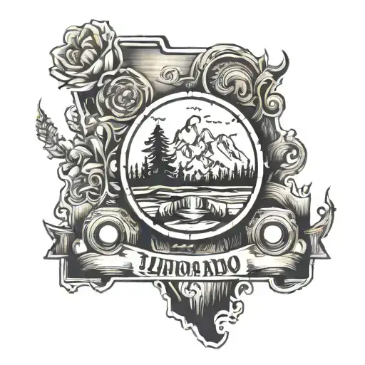 Incorporate the outline of Idaho with a gym dumbbell in the center tattoo design idea