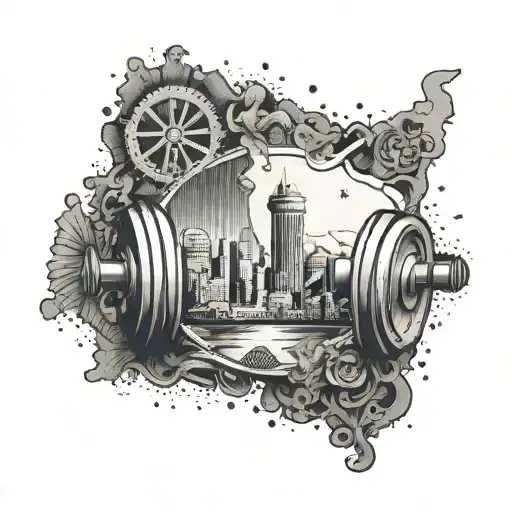 Incorporate the outline of Idaho with a gym dumbbell in the center tattoo design idea