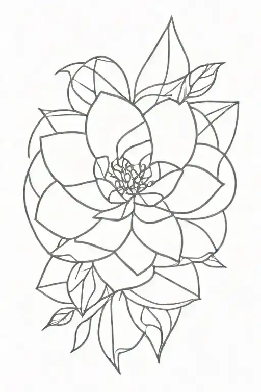 geometric floral tattoo design idea