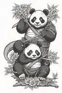 panda ninjas tattoo design idea