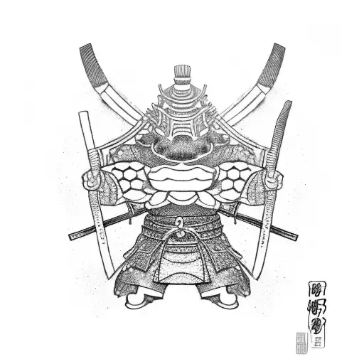 Sushi chef wearing samurai armor tattoo design idea