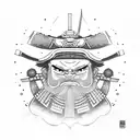 Samurai warrior battling a giant hamburger tattoo design idea