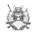 Samurai warrior battling a giant hamburger tattoo design idea