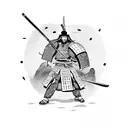 Samurai warrior battling a giant hamburger tattoo design idea